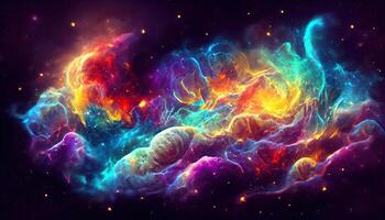 Space background with realistic nebula and shining stars. Pink and blue galaxy space background. photo