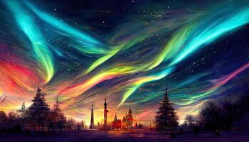 Colorful northern lights background. photo