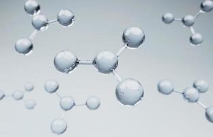 concept of glass molecule atom science chemistry on white background. white molecule atom science chemistry. molecule atom 3d render illustration photo