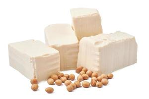 white tofu and soybean isolated on white background with clipping path photo