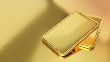 Financial concepts mock up stack of fine gold bar, gold brick block ingot or bullion background. 3d illustration photo