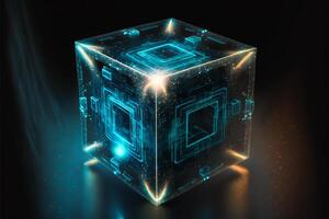 Digital cube encoder technology concept. photo