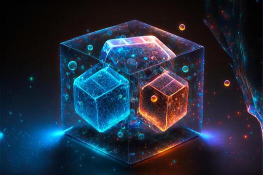 Digital cube encoder technology concept. photo