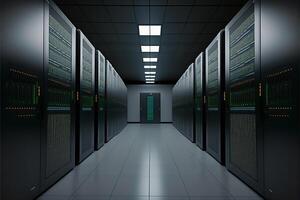 Dark server room. photo