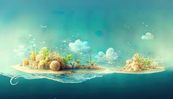 3d rendering. low polygonal island. adventure relax concept. photo