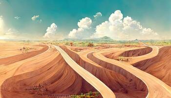 Cinema 4d rendering of summer background in the desert. photo