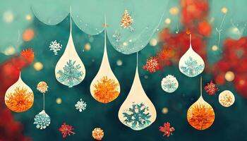 Amazing Christmas background illustration with snowflakes on window, Detailed, colored. photo