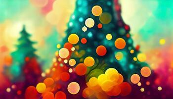 scene background with christmas tree and festive details. photo