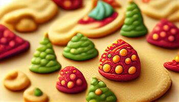 Exceptional Lots of christmas cookies as seamless pattern wallpaper, Detailed, colored. photo