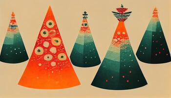 Watercolor christmas tree with globes. photo