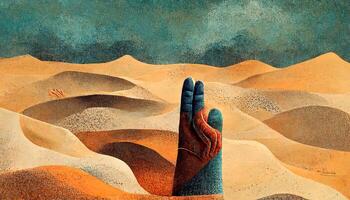 helplessness and loneliness of a person in the sand. photo