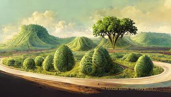 Surprising Green background with a tree. photo