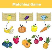 Educational children game. Matching game worksheet for kids. Sorting objects for toddlers. vector