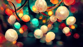 Abstract Flying particles Bokeh Background, 3D rendering. photo