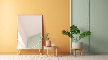 Frame mockup in modern home interior background. photo