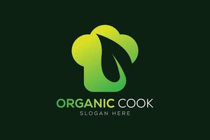 Chef hat and leaf logo or vegetarian cooking logo design vector