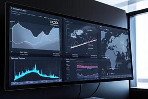 Big datat analysis. Infographic on the screen. photo