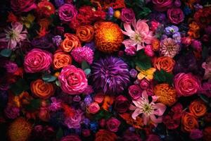 Colorful flower bouquet. Floral background. photo