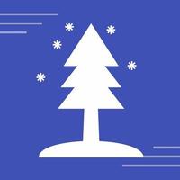 árbol en el icono de vector de nieve