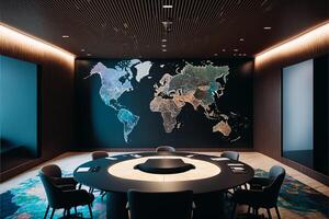 Meeting room data center with virtual interface. photo