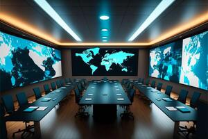 Meeting room data center with virtual interface. photo
