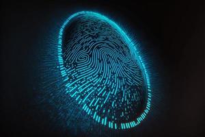 Futuristic security concept digital screen locking by fingerprint photo