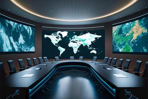 Meeting room data center with virtual interface. photo