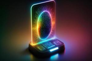 Futuristic smartphone and scan fingerprint identity login photo