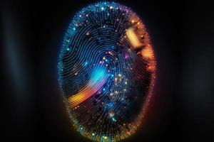 Futuristic security concept digital screen locking by fingerprint photo