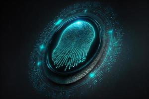 Futuristic security concept digital screen locking by fingerprint photo