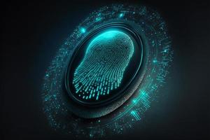Futuristic security concept digital screen locking by fingerprint photo