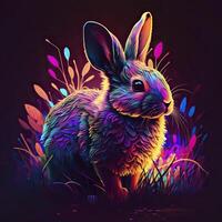 Bunny in neon colors. . photo