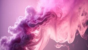 , Flowing light pink, viva magenta smoke with splashes. Soft fluid banner, spring female mood, 3D effect, modern macro realistic abstract background illustration, ink in water effect. photo