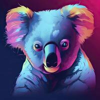 coala en neón colores. generativo ai. foto