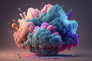 Explosion of multi-colored powder. . photo