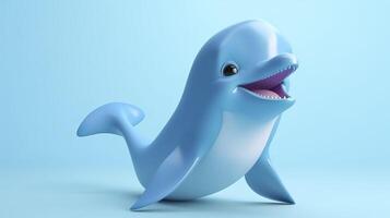 Dolphin. Cute cartoon 3d character . photo