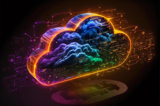 Digital cloud computing technology concept. photo