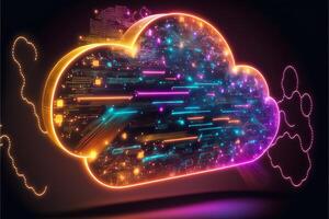 Digital cloud computing technology concept. photo
