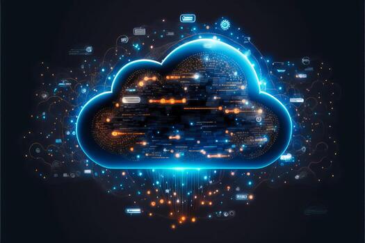 Digital cloud computing technology concept. photo