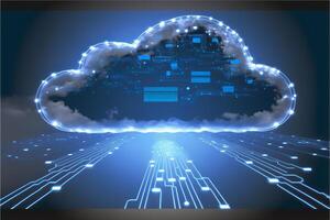 Digital cloud computing technology concept. photo