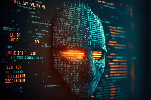 Abstract artificial intelligence digital screen background. photo