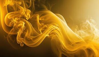 , Flowing light yellow smoke with splashes. Soft fluid banner, spring female mood, 3D effect, modern macro realistic abstract background illustration, ink in water effect. photo