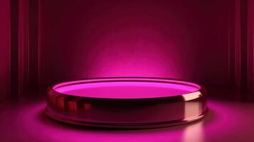 , product viva magenta minimal scene with geometric podium platform, mock up stand for products. photo