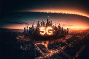 inteligente ciudad con 5g conexión. generativo ai foto