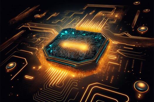 resumen digital circuito brillante. generativo ai foto