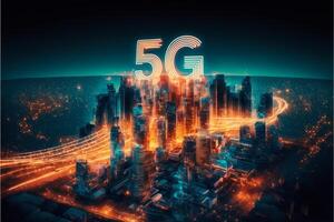 inteligente ciudad con 5g conexión. generativo ai foto