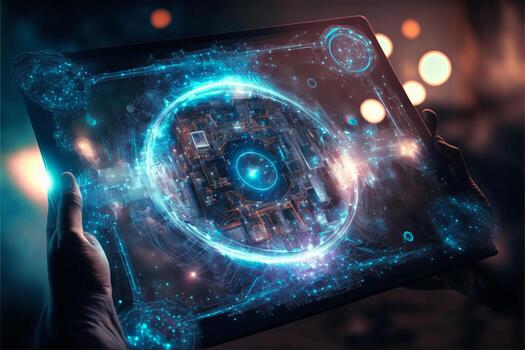 artificial inteligencia digital tableta. generativo ai foto