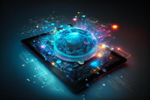 Artificial intelligence digital tablet. photo
