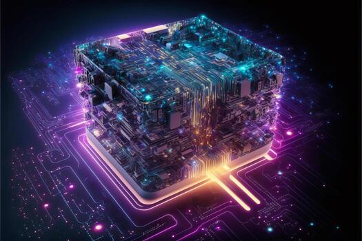 Abstract artificial intelligence central processing unit. photo