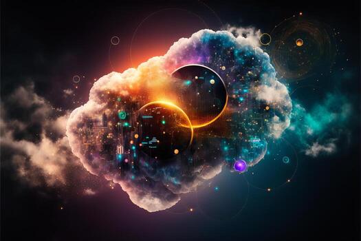 Digital cloud computing technology concept. photo